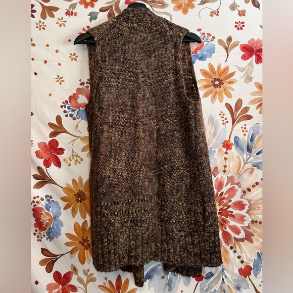 The Limited Womens Medium Brown Bronze Metallic Open Long Sleeveless Cardigan - Picture 2 of 2